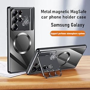 Phone Case For Samsung Galaxy S22 S21 S23 Ultra Case Metal Aluminum alloy Magnetic Adsorption  Magsafe car phone holder Perfume Protective back Cases with Stand Lightinthebox