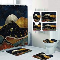 Beautiful Mountains Pattern Printing Bathroom Shower Curtain Leisure Toilet Four-Piece Design Lightinthebox - thumbnail