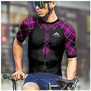 21Grams Men's Cycling Jersey Short Sleeve Bike Top with 3 Rear Pockets Mountain Bike MTB Road Bike Cycling Breathable Moisture Wicking Reflective Strips Back Pocket Violet Yellow Red polychrome Gradie Lightinthebox