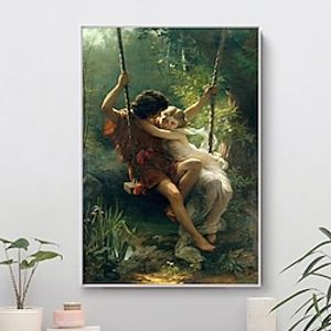 Hand Painted Spring oil painting by Pierre Auguste Cot Handmade The Storm oil painting  Pre-Raphaelite Love Couple painting  Wall Art Reproduction Classic Vintage Painting Home Wall Art Decor Lightinthebox
