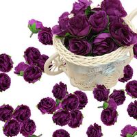 50pcs 3cm Purple Artificial Silk Roses Flower Heads Wedding Party Decoration DIY Craft