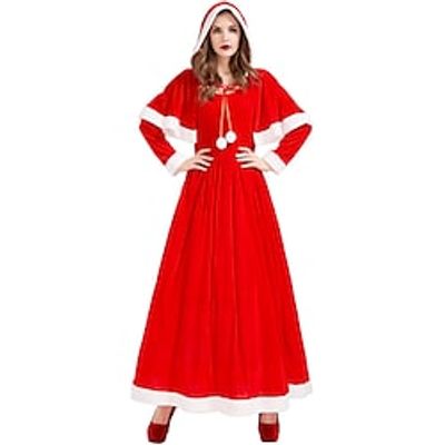 Santa Claus Mrs.Claus Fancy Christmas Dress Santa Suits Women's Cosplay Costume Christmas Christmas Masquerade Christmas Eve Adults' Party Christmas Polyester Dress Cape Lightinthebox
