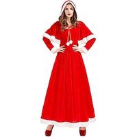 Santa Claus Mrs.Claus Fancy Christmas Dress Santa Suits Women's Cosplay Costume Christmas Christmas Masquerade Christmas Eve Adults' Party Christmas Polyester Dress Cape Lightinthebox - thumbnail