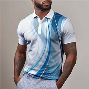 Geometry Linear Men's Business Print 3D Golf Polo Outdoor Daily Wear Streetwear Polyester Short Sleeve Turndown Polo Shirts Red Blue Summer S M L Micro-elastic Lapel Polo Lightinthebox