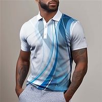 Geometry Linear Men's Business Print 3D Golf Polo Outdoor Daily Wear Streetwear Polyester Short Sleeve Turndown Polo Shirts Red Blue Summer S M L Micro-elastic Lapel Polo Lightinthebox - thumbnail