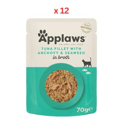 Applaws Tuna with Anchovy & Seaweed in Broth Wet Cat Food 70g X 12