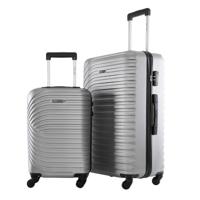 PARA JOHN Lightweight 2-Pieces ABS Hard side Travel Luggage Trolley Bag Set with Lock for men / women / unisex Hard shell strong SILVER