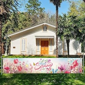 Spring Floral Banner Decoration Yard Banner Sign Banner Large Banner for Fence Garden Home Indoor Outdoor Party Parade Decorations Lightinthebox