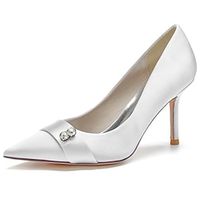 Women's Wedding Shoes Pumps White Shoes Dress Shoes Wedding Party Valentine's Day Solid Color Wedding Heels Bridal Shoes Bridesmaid Shoes Summer Rhinestone Stiletto Heel Pointed Toe Elegant Fashion Lightinthebox - thumbnail