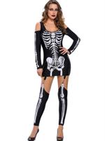 Halloween Skeleton Cold Shoulder Women Jumpsuits