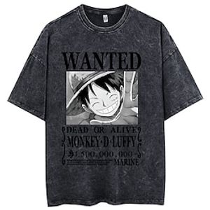 One Piece Monkey D. Luffy Oversized Acid Washed Tee Punk Gothic T-shirt Retro Vinatge Street Style Hip Hop Unisex Adults Kids Lightinthebox