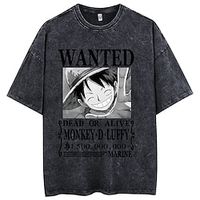 One Piece Monkey D. Luffy Oversized Acid Washed Tee Punk Gothic T-shirt Retro Vinatge Street Style Hip Hop Unisex Adults Kids Lightinthebox - thumbnail
