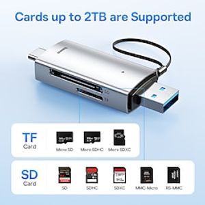 Baseus Card Reader USB C  USB3.0 to SD Micro SD TF Memory Card Device 104MB/s 2TB Smart Cardreader for Laptop Accessories miniinthebox