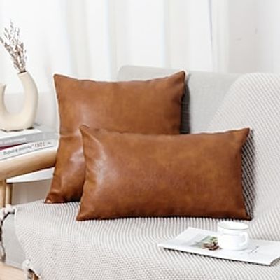 1pc Modern Faux Leather Throw Pillow Covers for Living Room Bedroom Sofa Car and Home Decor - Soft and Durable Pillow Cases with No Pillow Insert miniinthebox