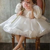 Princess Knee Length Flower Girl Dress Quinceanera Girls Cute Prom Dress Satin with Bow(s) Mini Bridal Fit 3-16 Years Lightinthebox - thumbnail