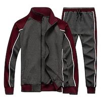 Men's Tracksuit Sweatsuit Jogging Suits Denim Blue Black Royal Blue Blue Coffee Standing Collar Color Block 2 Piece Sports  Outdoor Daily Holiday Streetwear Cool Casual Spring   Fall Clothing Lightinthebox - thumbnail