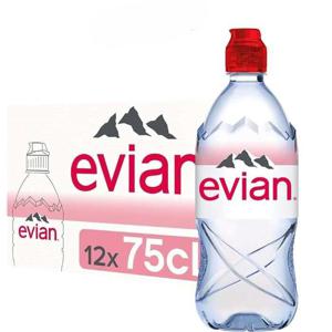 Evian Natural Mineral Water Sports Cap 750 ml x 12 Carton