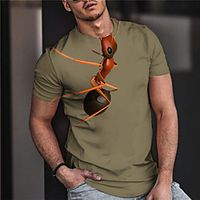Men's Unisex Tee T shirt Shirt 3D Print Graphic Prints Ants Print Short Sleeve Daily Tops Casual Designer Big and Tall Army Green Black miniinthebox - thumbnail