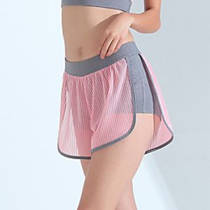 Women's High Waist Running Shorts Athletic Bottoms 2 in 1 Splice Mesh Summer Fitness Gym Workout Running Jogging Exercise Quick Dry Moisture Wicking Breathable Normal Sport Pink White Black Lightinthebox
