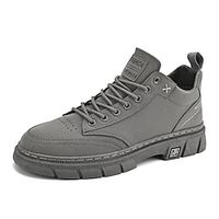 Men's Sneakers Work Sneakers Walking Sporty Casual Athletic PU Breathable Lace-up Black Khaki Gray Fall miniinthebox - thumbnail