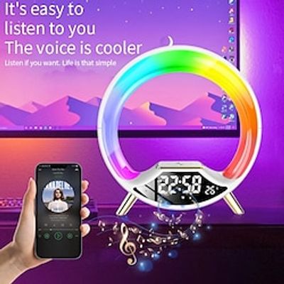 3 In 1 Wireless Charging Multi Functional Colorful Night Light Clock Smart Light Bluetooth Speaker Atmosphere Light Lightinthebox