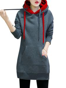 Casual Solid Long Sleeve Thick Hoodies