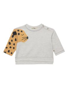 Leopard Sleeves Sweatshirt - Grey / Yellow