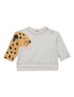 Leopard Sleeves Sweatshirt - Grey / Yellow - thumbnail