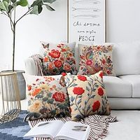 Vintage Floral Decorative Toss Pillows Cover 1PC Soft Square Cushion Case Pillowcase for Bedroom Livingroom Sofa Couch Chair miniinthebox