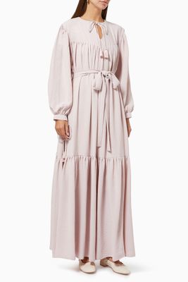 Gathered Tiered Dress with Belt Gathered Tiered Dress with Belt