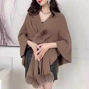 new cross hair ball knitted cardigan women's autumn and winter fashionable outer warm shawl cloak coat factory wholesale Lightinthebox