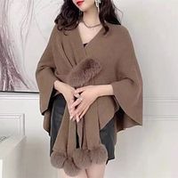 new cross hair ball knitted cardigan women's autumn and winter fashionable outer warm shawl cloak coat factory wholesale Lightinthebox - thumbnail