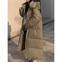 Women's Parka Long Puffer Jacket Thicken Winter Coat with Hood Thermal Warm Windproof Heated Coat Zipper Outerwear Long Sleeve Fall Black White Pink S M L XL Lightinthebox - thumbnail