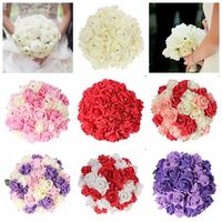 30 Heads Colourfast Foam Crystal Artificial Roses Flower Home Wedding Bride Bouquet Party Decoration - thumbnail