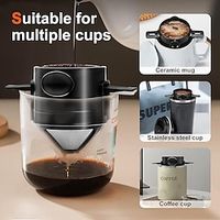 Pour Over Coffee Maker Portable Stainless Steel Reusable Coffee Filter Mini Collapsible Paperless Single Serve 1 Cup Coffee Dripper Cup Easy To Clean For Travel Camping Lightinthebox