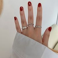 925 sterling silver japanese and korean version of the retro love open ring female index finger ins tide net red sweet hip hop ring student Lightinthebox - thumbnail