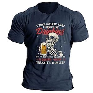 Men's T shirt Cool Shirt Tee Funny Cotton Blend Cool Skulls Crew Neck Black Light Gray Army Green Blue Outdoor Casual Short Sleeve Print Clothing Apparel Sports Fashion Designer Novelty Lightinthebox