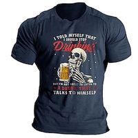 Men's T shirt Cool Shirt Tee Funny Cotton Blend Cool Skulls Crew Neck Black Light Gray Army Green Blue Outdoor Casual Short Sleeve Print Clothing Apparel Sports Fashion Designer Novelty Lightinthebox - thumbnail