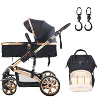 Teknum 3 In 1 stroller - Black - Sunveno Diaper Bag - Black - Hooks CM_TKSN_661BKDPBL