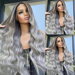 Human Hair 13x4 Lace Front Wig Layered Haircut Brazilian Hair Wavy Multi-color Wig 130% 150% Density with Baby Hair Ombre Hair 100% Virgin Pre-Plucked For Women Long Human Hair Lace Wig Lightinthebox