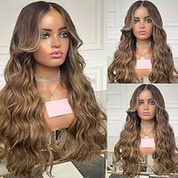 Remy Human Hair 13x4 Lace Front Wig Free Part Brazilian Hair Wavy Multi-color Wig 130% 150% Density with Baby Hair Highlighted  Balayage Hair Pre-Plucked For Women Long Human Hair Lace Wig Lightinthebox