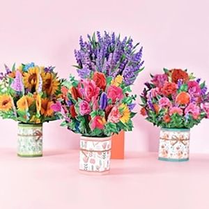 1PCS 3D Greeting Cards Pop Up Cards 3D Paper Flowers Bouquet Greeting Cards Gift For Women Boss Friends Parents Birthday Anniversary, Creative Flower Decoration, Thanksgiving Day, Mother's Day miniinthebox