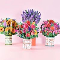 1PCS 3D Greeting Cards Pop Up Cards 3D Paper Flowers Bouquet Greeting Cards Gift For Women Boss Friends Parents Birthday Anniversary, Creative Flower Decoration, Thanksgiving Day, Mother's Day miniinthebox - thumbnail