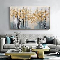 Handmade Oil Painting Canvas Wall Art Decoration Knife Drawing Maple Grove Forest Abstract Landscape for Home Decor Rolled Frameless Unstretched Painting Lightinthebox