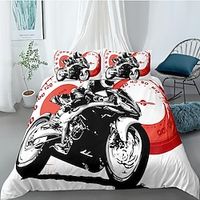 Motorcycle Duvet Cover Set Quilt Bedding Sets Comforter Cover,Queen/King Size/Twin/Single/(Include 1 Duvet Cover, 1 Or 2 Pillowcases Shams),3D Prnted miniinthebox - thumbnail