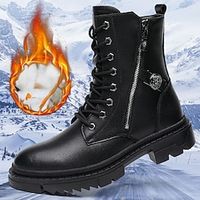 Men's Boots Biker boots Combat Boots Motorcycle Boots Retro Walking Casual Daily Leather Comfortable Booties  Ankle Boots Loafer Black Spring Fall Lightinthebox - thumbnail
