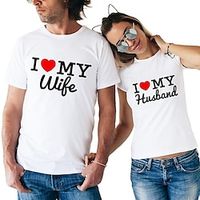 Couple Tshirt Heart LOVE 1pc Couple's Men's Women's T shirt Tee Crew Neck White Valentine's Day Daily Short Sleeve Print Fashion Casual Lightinthebox - thumbnail