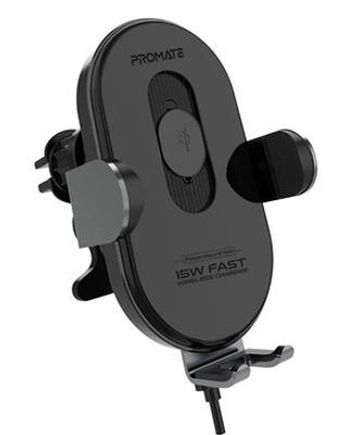 Promate PowerMount-15W Wireless Car Charger Mount with Smart Coil Alignment and Auto-Clamping