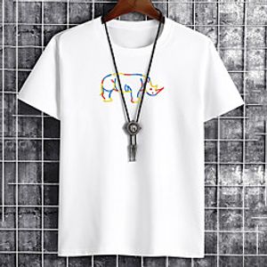 Men's Unisex Tee T shirt Hot Stamping Graphic Prints Animal Plus Size Print Short Sleeve Casual Tops Cotton Basic Fashion Designer Big and Tall White Black Khaki miniinthebox