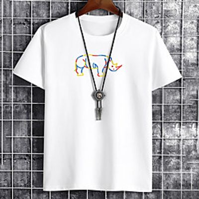Men's Unisex Tee T shirt Hot Stamping Graphic Prints Animal Plus Size Print Short Sleeve Casual Tops Cotton Basic Fashion Designer Big and Tall White Black Khaki miniinthebox